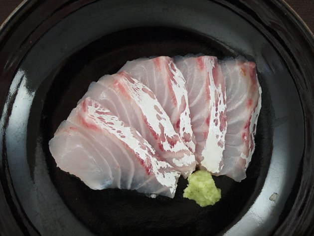 腹太スズキの刺身