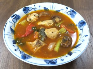 オニヒラアジのトマトスープ