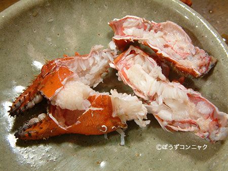 蒸したヒラアシエゾイバラガニ