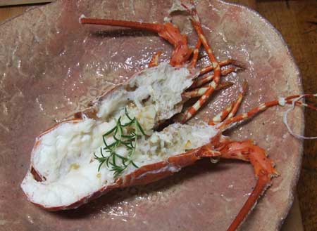 蒸したニシキエビ
