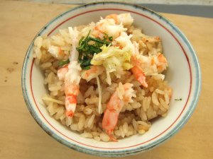 ヒゲナガエビの炊き込みご飯