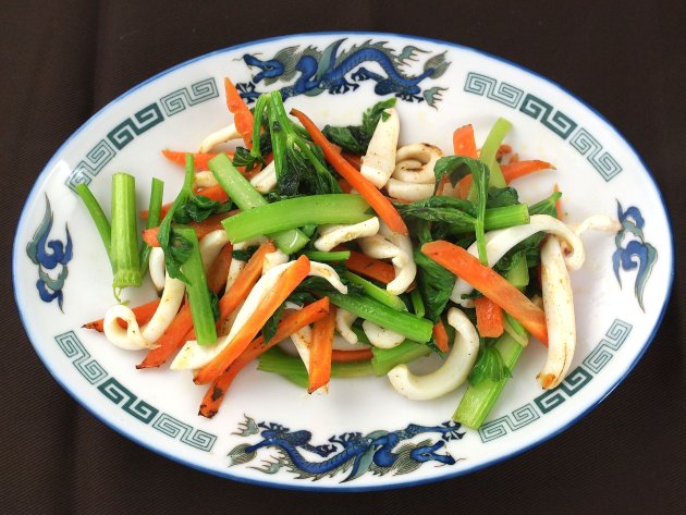 スルメイカと野菜炒め