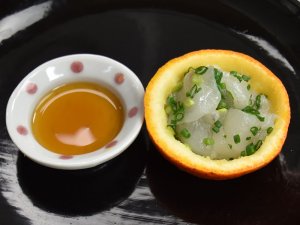 マフグの厚切り橙酢和え