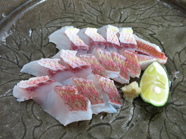 ソコイトヨリの皮霜造り