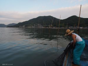 クリックで拡大表示 岡山県笠岡市の小型定置網の様子1