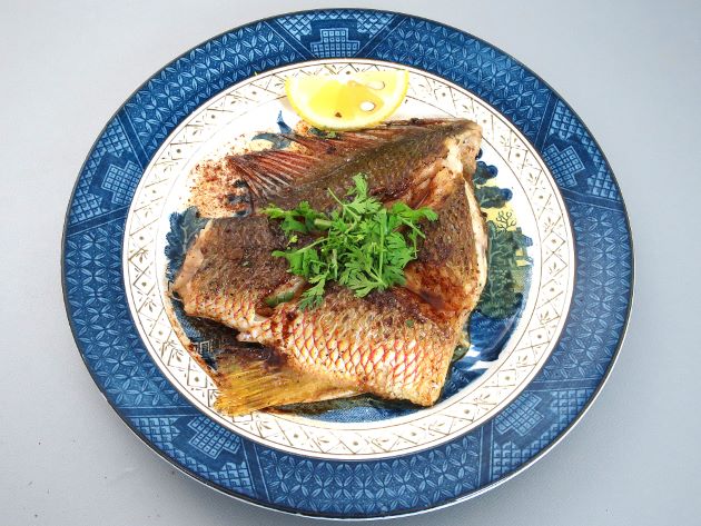 クロホシフエダイのバター焼き