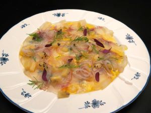 クリックで拡大表示 ヒラスズキのカルパッチョ