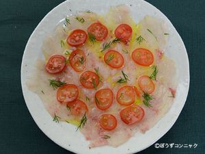 クリックで拡大表示 シロチョウザメのカルパッチョ