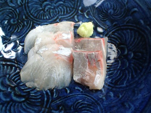 クリックで拡大表示 タイワンヨロイアジの刺身