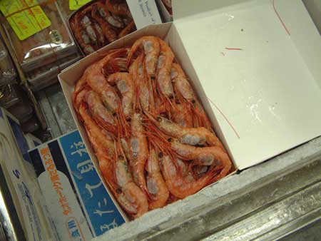 市場でのホンホッコクアカエビ