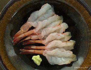 クリックで拡大表示 ヒゲナガエビの刺身
