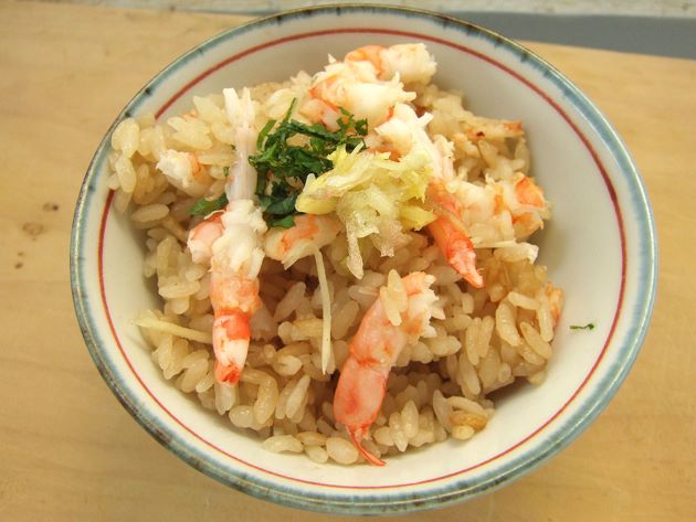 ヒゲナガエビの炊き込みご飯