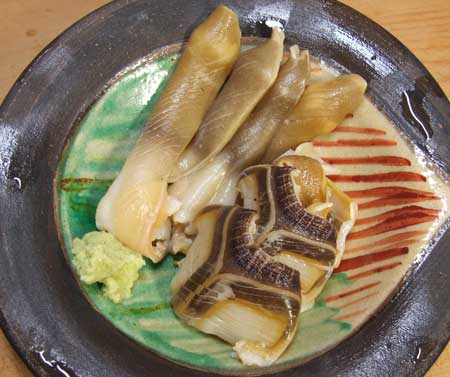 クリックで拡大表示 オオマテガイの湯引き