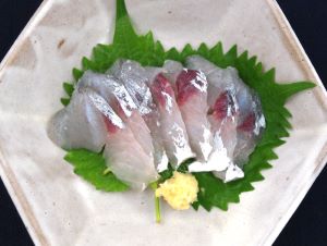 クリックで拡大表示 オキザヨリの刺身<