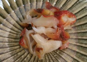 クリックで拡大表示 ハシナガニシの刺身