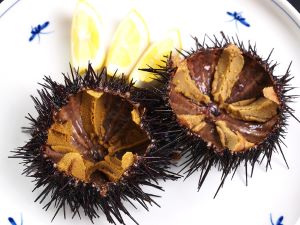 クリックで拡大表示 キタムラサキウニの生食