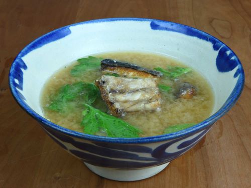 クリックで拡大表示 ニノジの素揚げのみそ汁