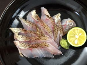 クリックで拡大表示 シログチの焼き霜造り